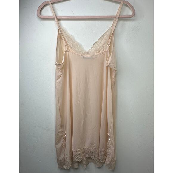 Lg Victorias Secret Slip Dress Pink Gold Lace Satin Bow Y2K Coquette Romantic - Picture 8 of 9